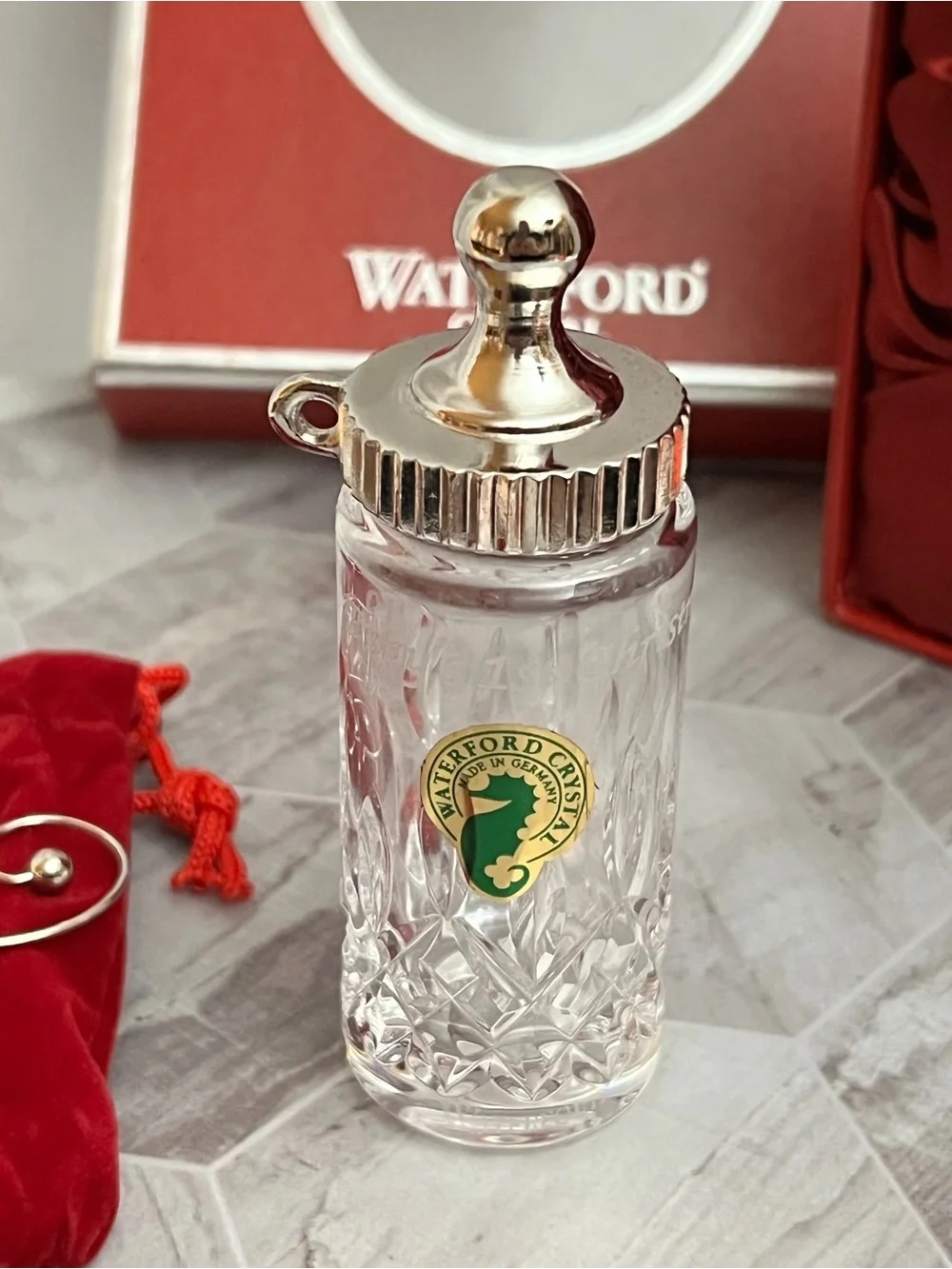 Waterford Crystal 2006 Baby’s First Christmas Bottle Ornament Box Germany